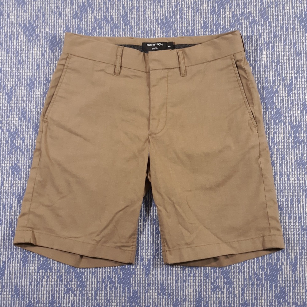 Nordstrom Shorts Mens 30 x 9 Slim Fit Chino Flat Front Cotton Blend Beige